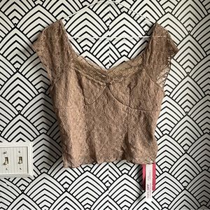 Lace Demi shirt NWT super cute size medium brown lace y2k style